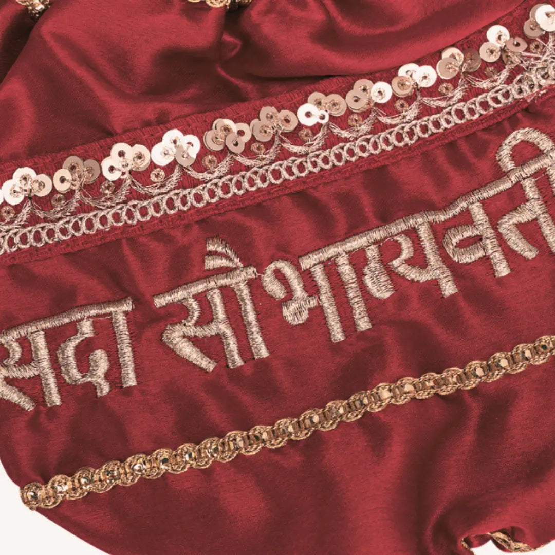 Lace Work Sada Saubhagyavati Satin Maroon Chooda Cover | Chotteylal & Sons