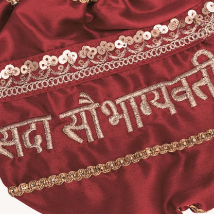Lace Work Sada Saubhagyavati Satin Maroon Chooda Cover | Chotteylal & Sons