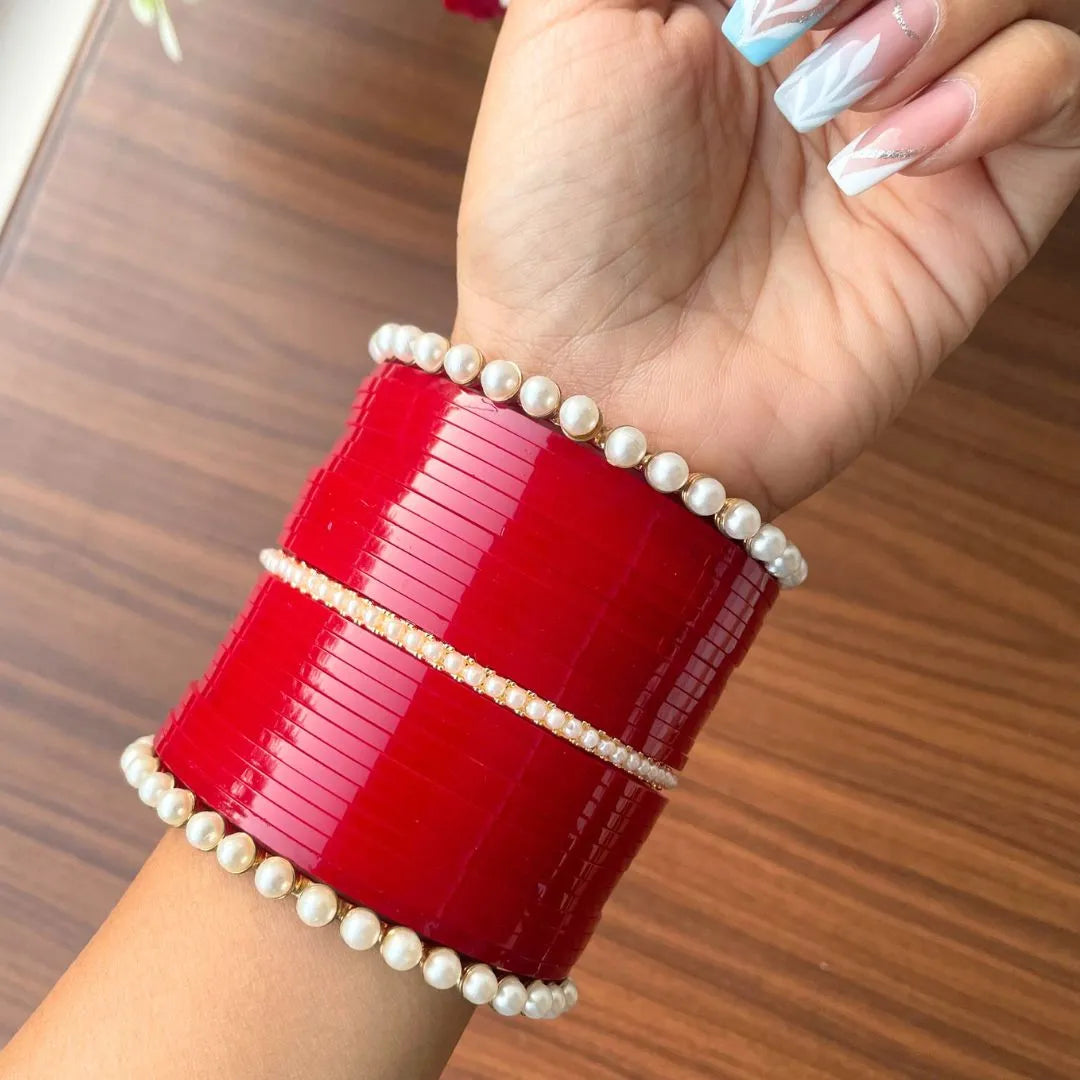 Contemporary Deep Red Pearl Radiance Chooda Design – Chotteylal