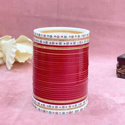 Semi Pearl Dark Red Designer Chuda | Chura | Chooda