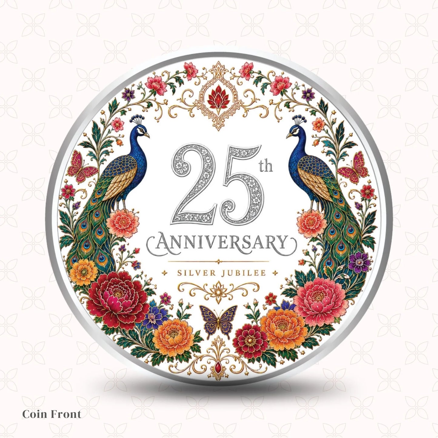 Chotteylal & Sons Customised 25th Anniversary Silver Coin