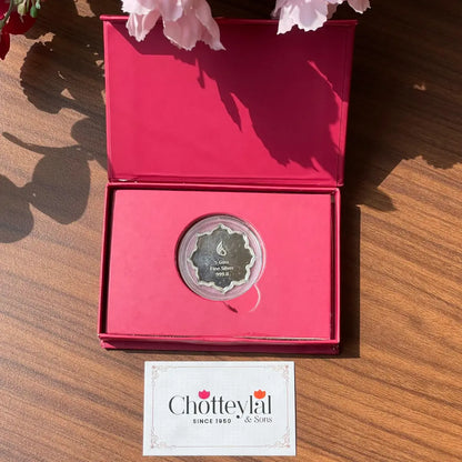 Lotus In Hand, Silver Finish, Lotus Shape, Single (5 Gram), 999 Purity Silver Coin - Ready To Ship