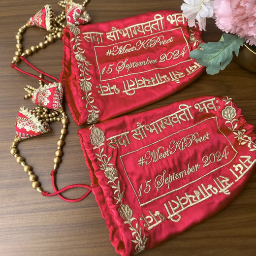 Elegant Satin Red Chooda Cover With Sada Saubhagyavati Motif