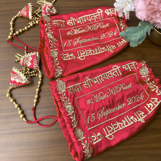 Elegant Satin Red Chooda Cover With Sada Saubhagyavati Motif