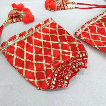 Criss Cross Lace & Tassels Red Chooda Cover