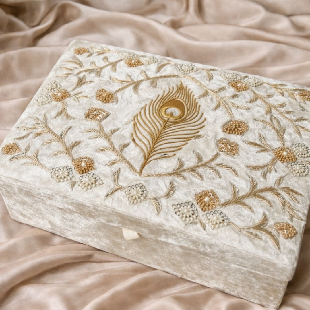 Premium Ivory Customised Chooda Box with Logo