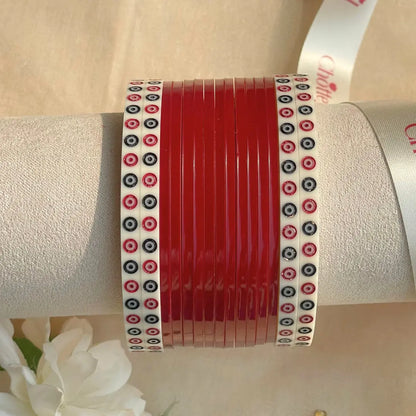 Pure Pearl Classic Heritage Diamond Maroon Chooda Set of 15