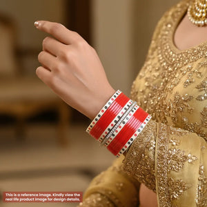 Pure Pearl Classic Diamond Red Chooda Set of 15 - Ships Immediately