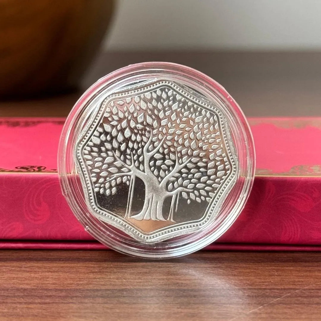 Banyan Tree, Silver, Octagon Shape, 5 gm, 999 Purity Silver Coin - Ready To Ship