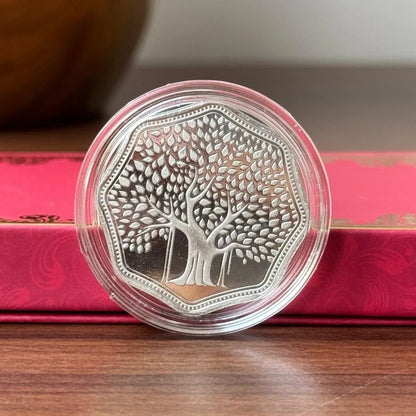 Banyan Tree, Silver, Octagon Shape, 5 gm, 999 Purity Silver Coin - Ready To Ship