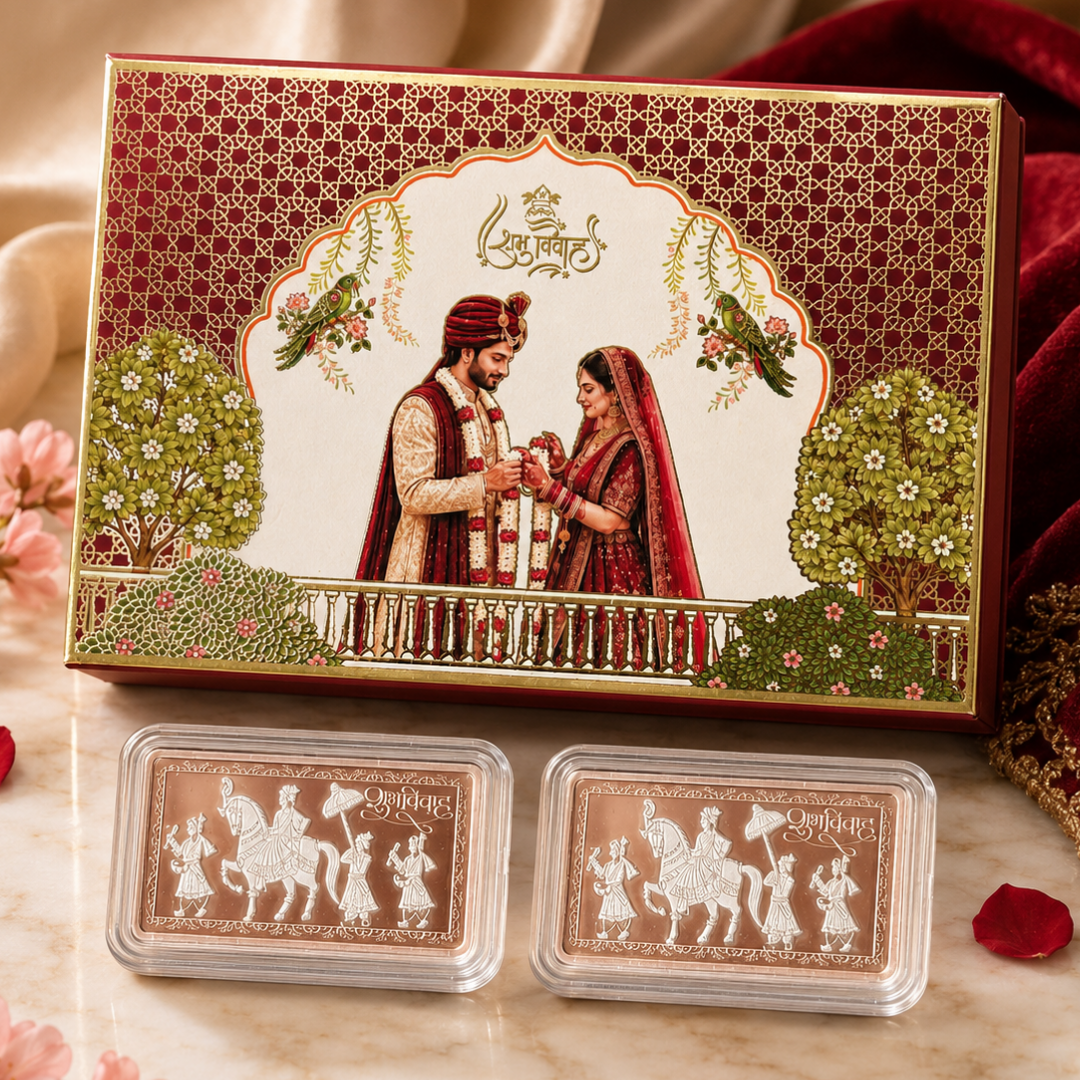 Baraat Silver Coin Gift Box Set of 2 | 999 Pure Silver Coins (10g Each)