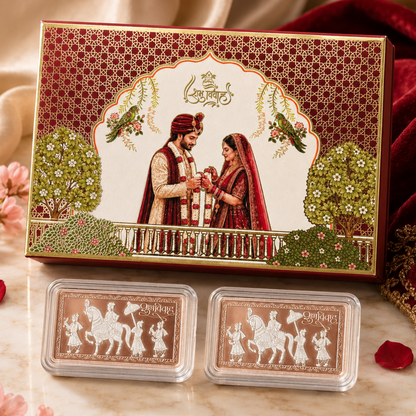 Baraat Silver Coin Gift Box Set of 2 | 999 Pure Silver Coins (10g Each)