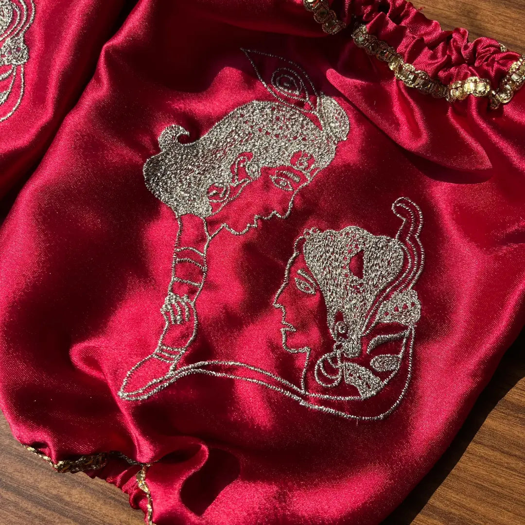 Red Radha Krishna Chooda Cover – Premium Satin Bridal Accessory