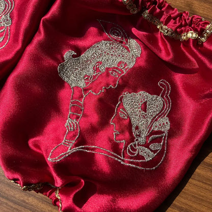 Red Radha Krishna Chooda Cover – Premium Satin Bridal Accessory