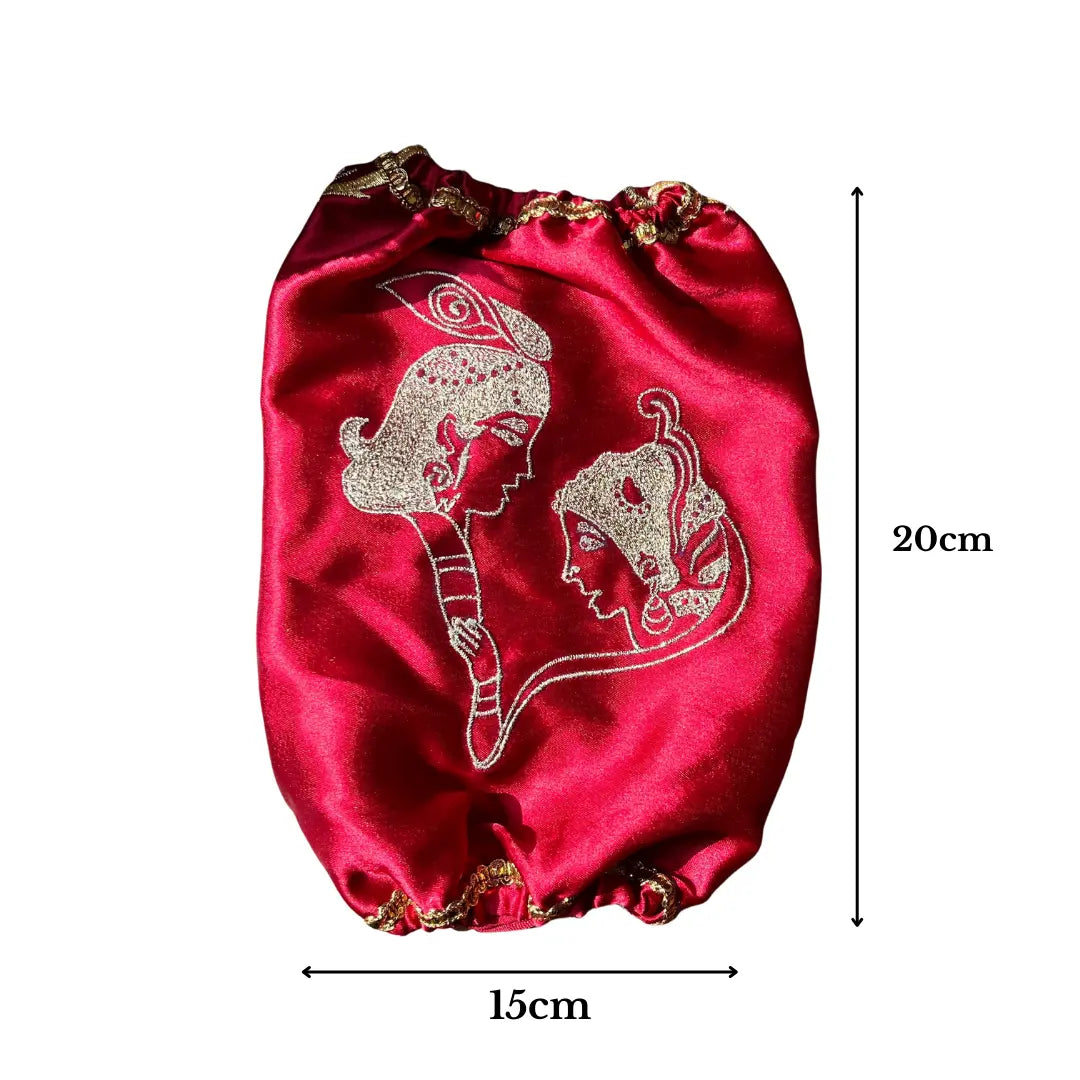 Red Radha Krishna Chooda Cover – Premium Satin Bridal Accessory