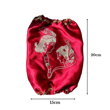 Red Radha Krishna Chooda Cover – Premium Satin Bridal Accessory