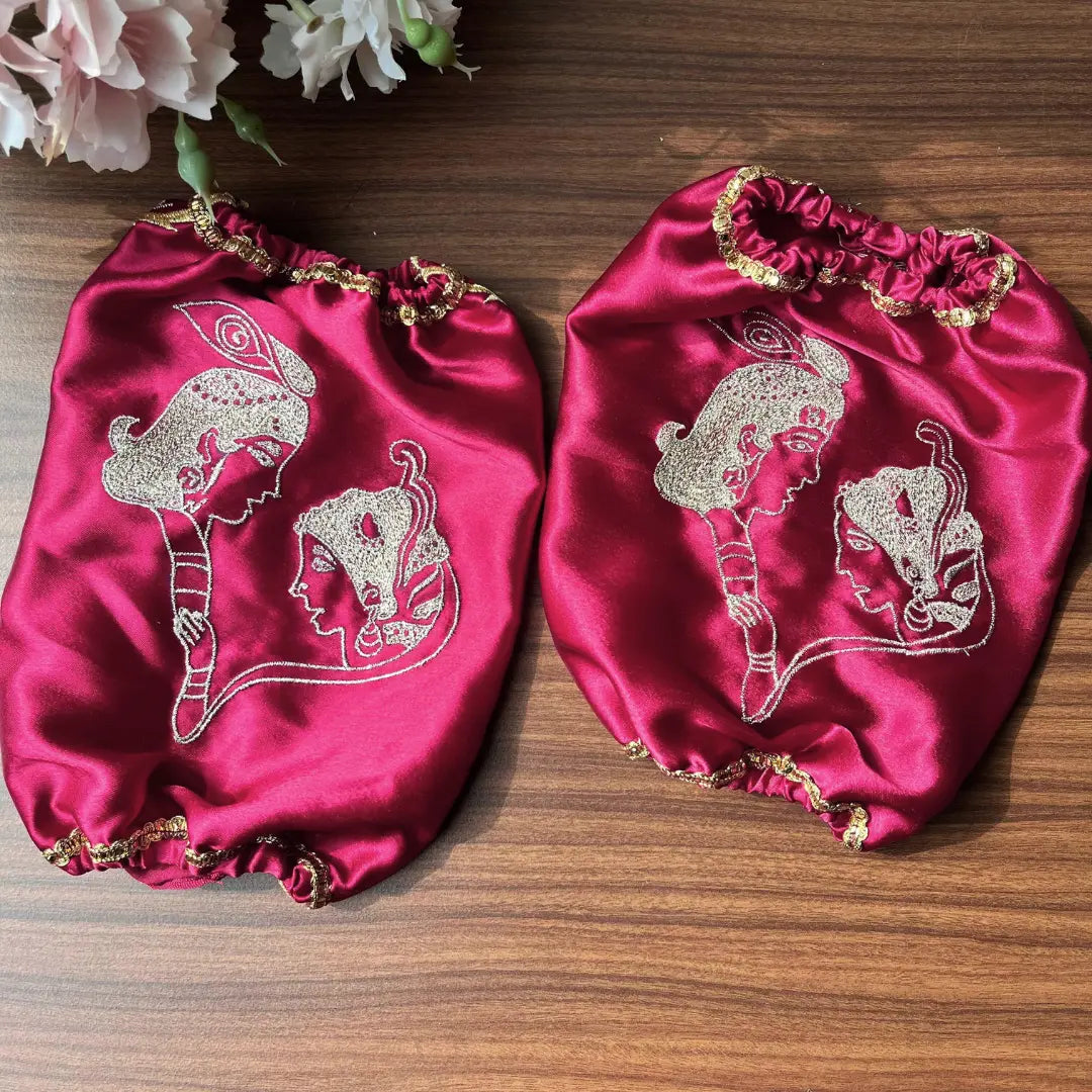 Pink Radha Krishna Chooda Cover – Premium Satin Bridal Accessory
