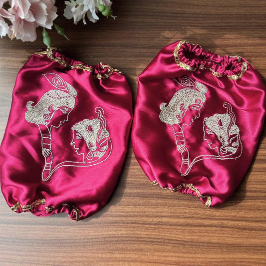 Pink Radha Krishna Chooda Cover – Premium Satin Bridal Accessory