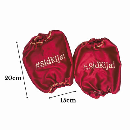 Elegant Satin Maroon Chooda Cover with 1 Line Text | Chotteylal and Sons
