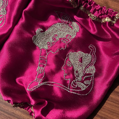 Pink Radha Krishna Chooda Cover – Premium Satin Bridal Accessory