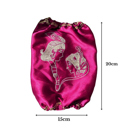 Pink Radha Krishna Chooda Cover – Premium Satin Bridal Accessory