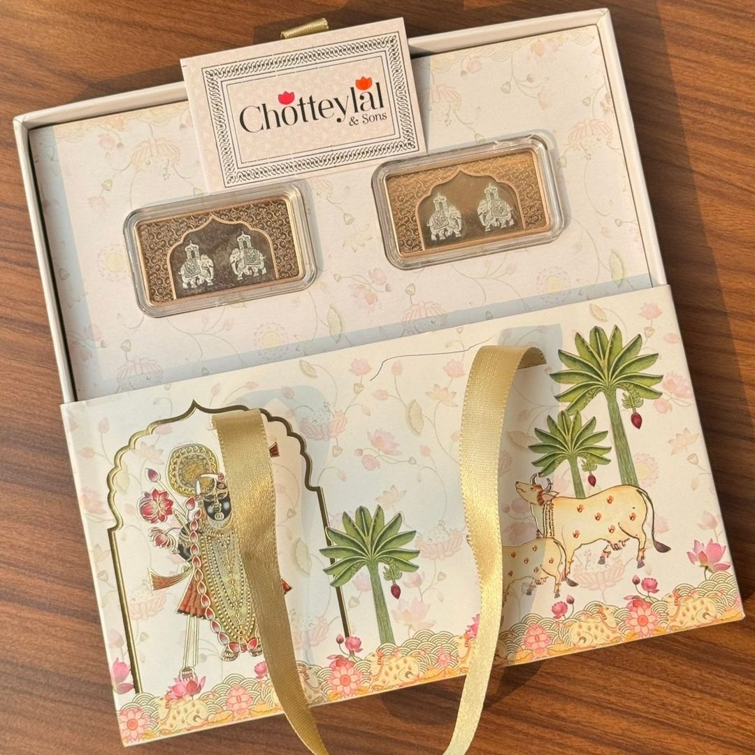 Ashirwaad Two Elephant Design, Rose Gold Finish, Dollar Shape, Set of 2 (10 gm Each), 999 Silver Coin Box Set – Ready to Ship