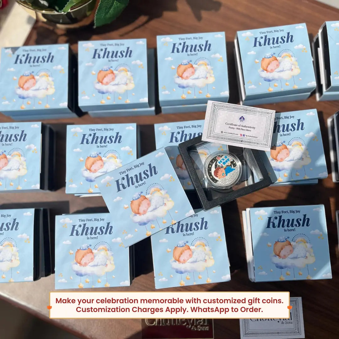 It's A Boy, UV Printed, Round, Single (Multiple Weights), 999 Purity Silver Coin - Ready To Ship