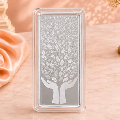 Leaf in Hand 1 Kg Premium Silver Gift Bar with Premium Packaging Box
