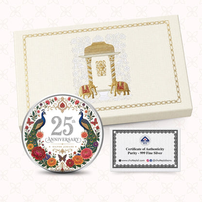 Chotteylal & Sons Customised 25th Anniversary Silver Coin
