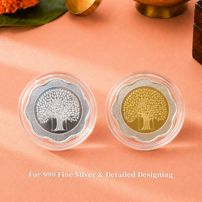 Flower Banyan Tree 5g Each Silver Coin Pair Gift with Premium Carry Bag