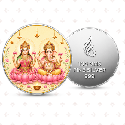 100g Lakshmi Ganesh 999 Pure Silver Coin | Premium Gift