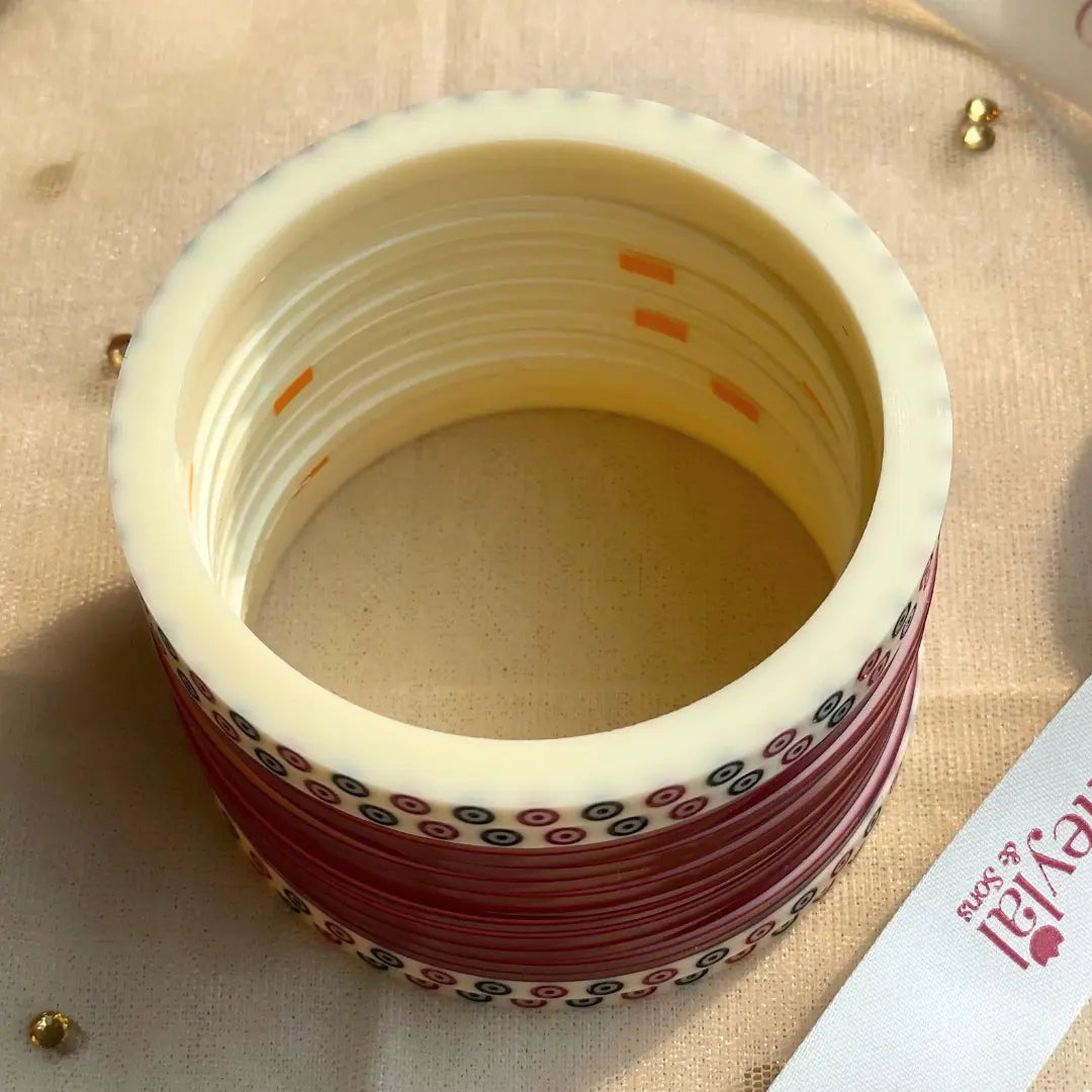 Pure Pearl Classic Heritage Diamond Maroon Chooda Set of 15