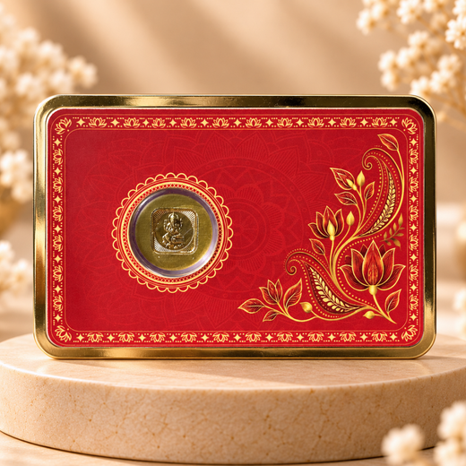 25mg Gold Ganesh Ji Coin | Shubh Blessings Designer Gift Card
