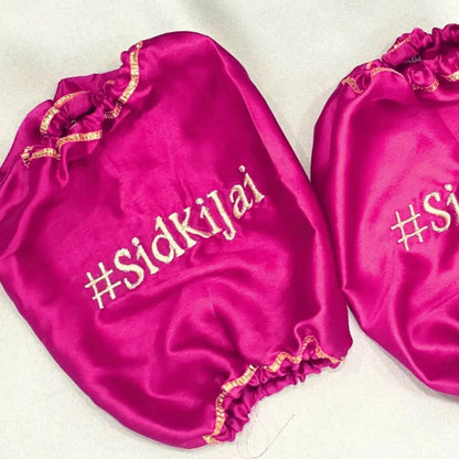 Elegant Satin Maroon Chooda Cover with 1 Line Text | Chotteylal and Sons