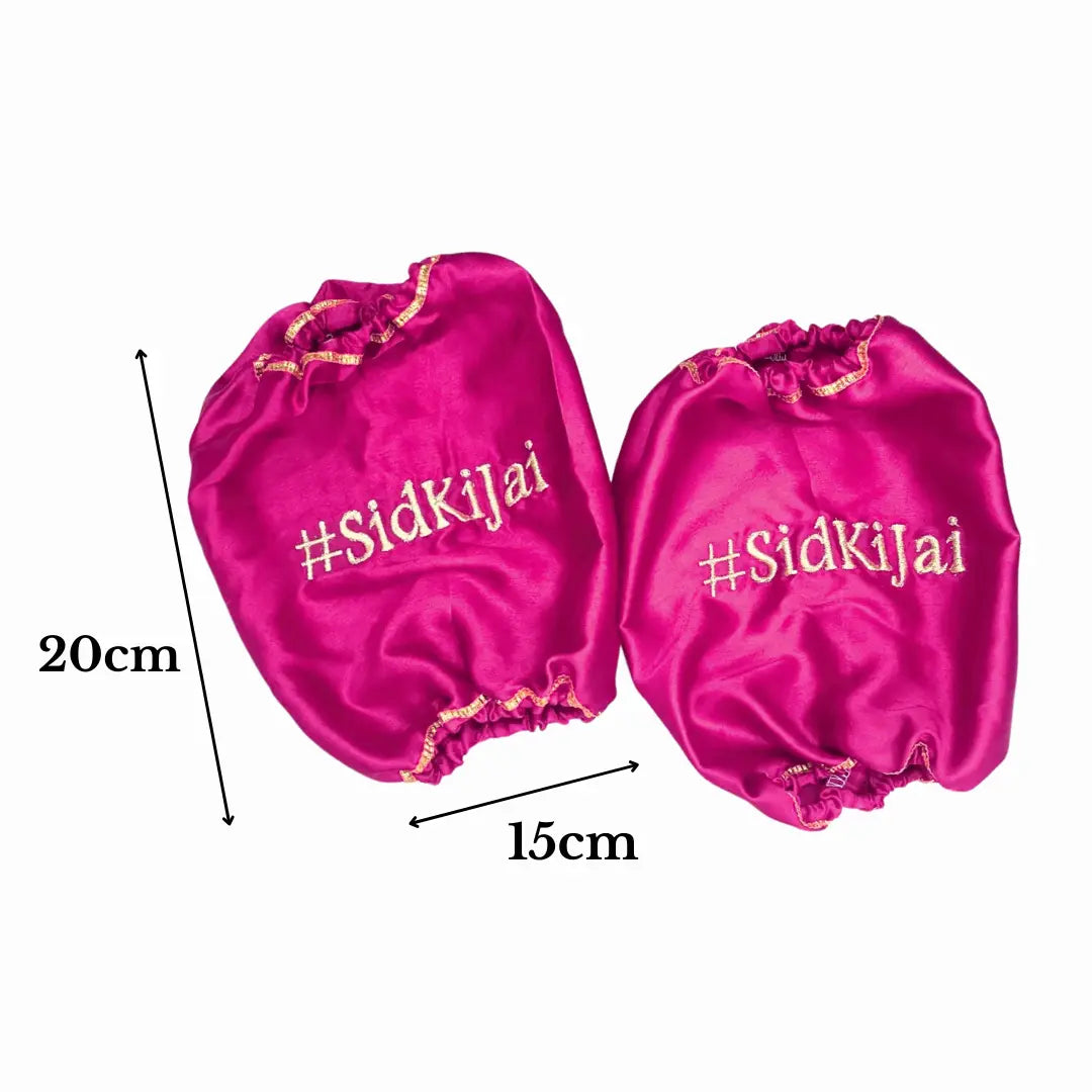 Elegant Satin Maroon Chooda Cover with 1 Line Text | Chotteylal and Sons