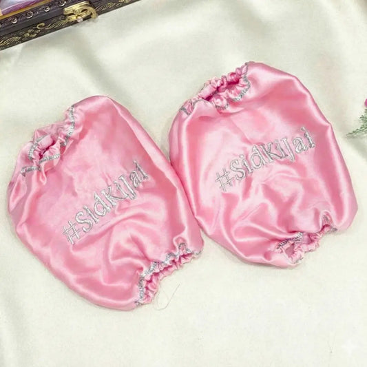 Elegant Satin Baby Pink Chooda Cover with 1 Line Text | Chotteylal and Sons
