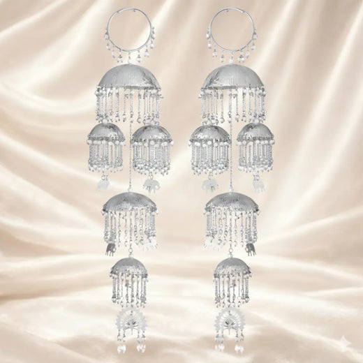 Peacock Motifs Layered Silver Bridal Kaleera
