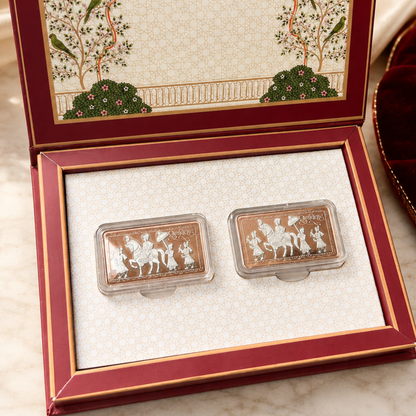 Baraat Silver Coin Gift Box Set of 2 | 999 Pure Silver Coins (10g Each)