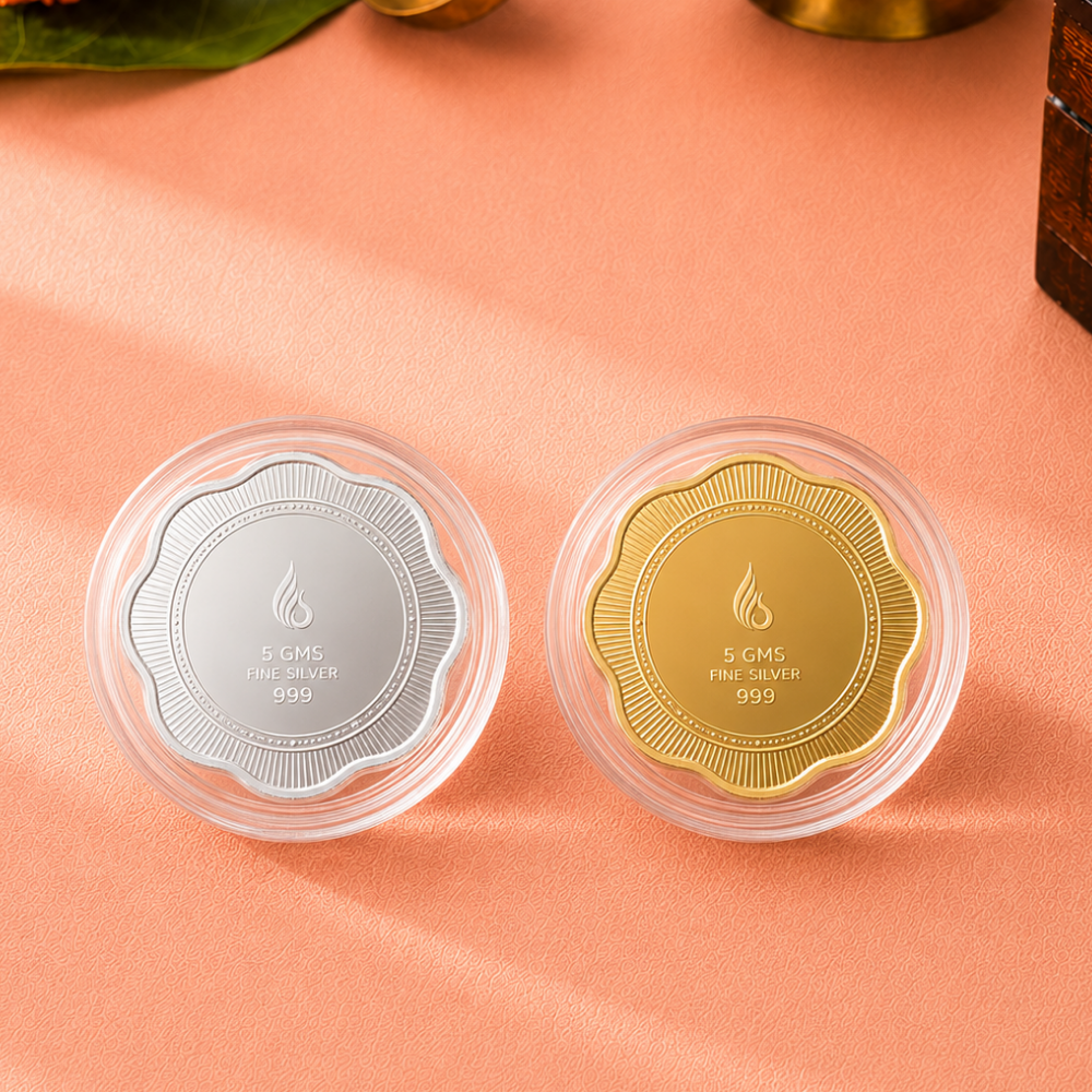 Flower Banyan Tree 5g Each Silver Coin Pair Gift with Premium Carry Bag