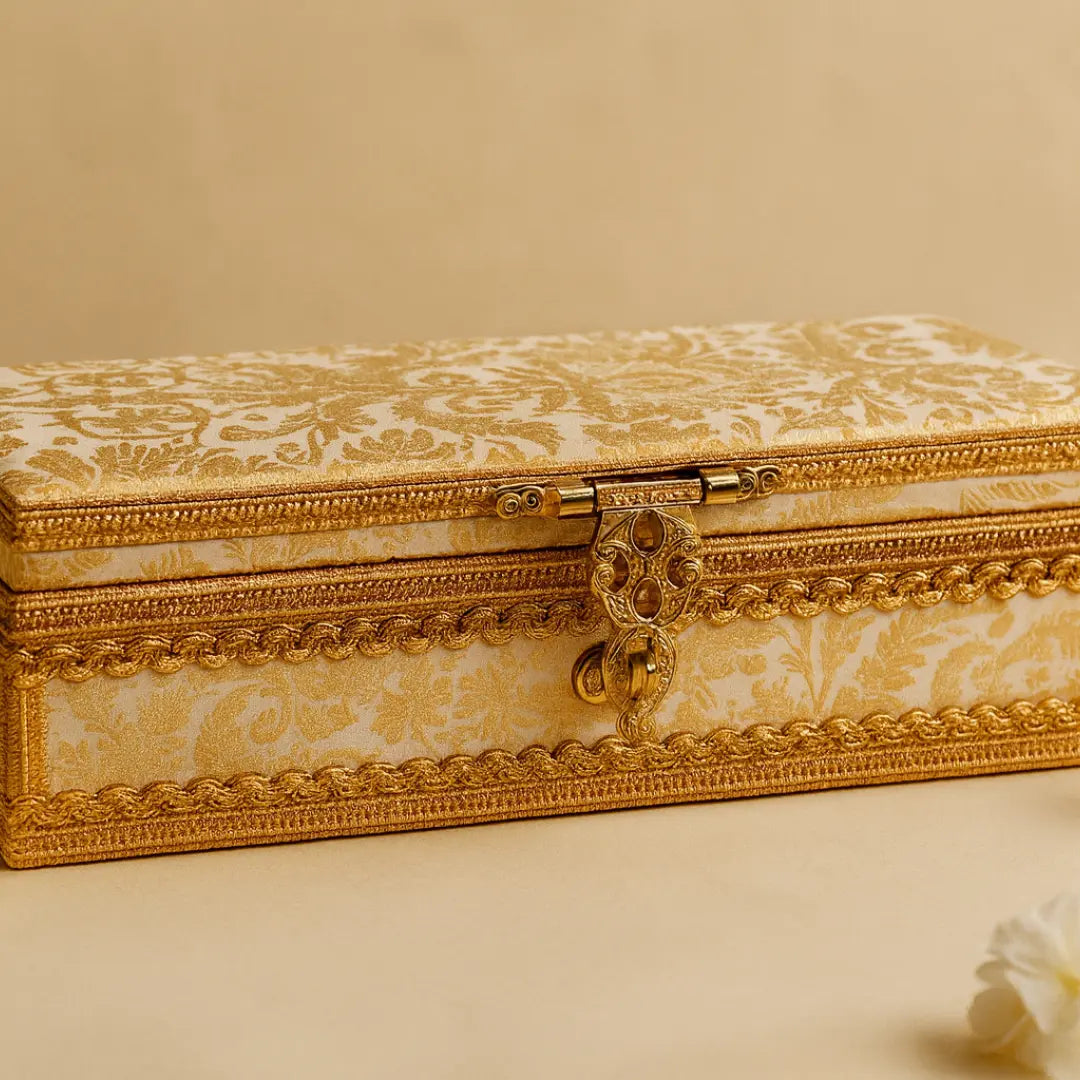 Premium Golden Brocade Chooda Box | Bangle Box