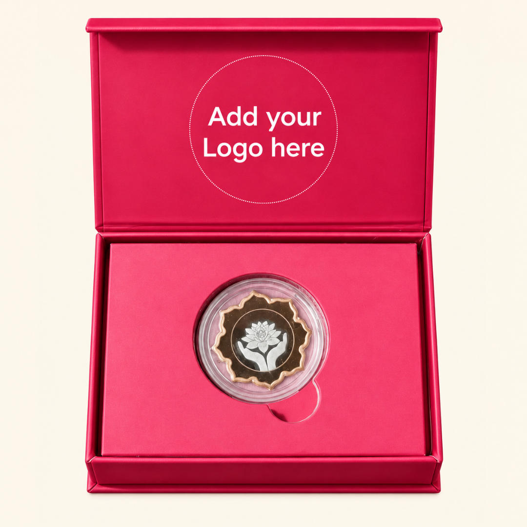 Lotus In Hand, Rose Gold Finish, Lotus Shape, Single (5 g), 999 Purity Silver Coin - Wedding Gifts