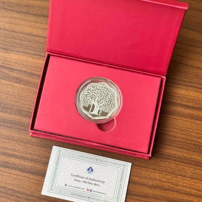 Banyan Tree, Silver, Octagon Shape, 5 gm, 999 Purity Silver Coin - Ready To Ship