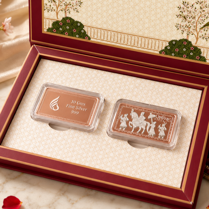 Baraat Silver Coin Gift Box Set of 2 | 999 Pure Silver Coins (10g Each)