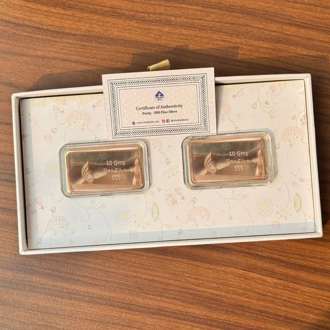 Ashirwaad Two Elephant Design, Rose Gold Finish, Dollar Shape, Set of 2 (10 gm Each), 999 Silver Coin Box Set – Ready to Ship