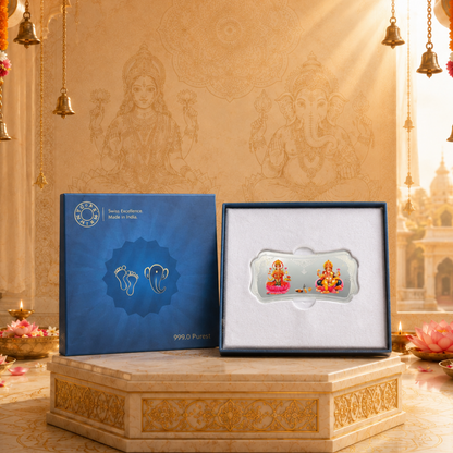MMTC Stylised Lakshmi Ganesh 50 g 999 Pure Silver Bar