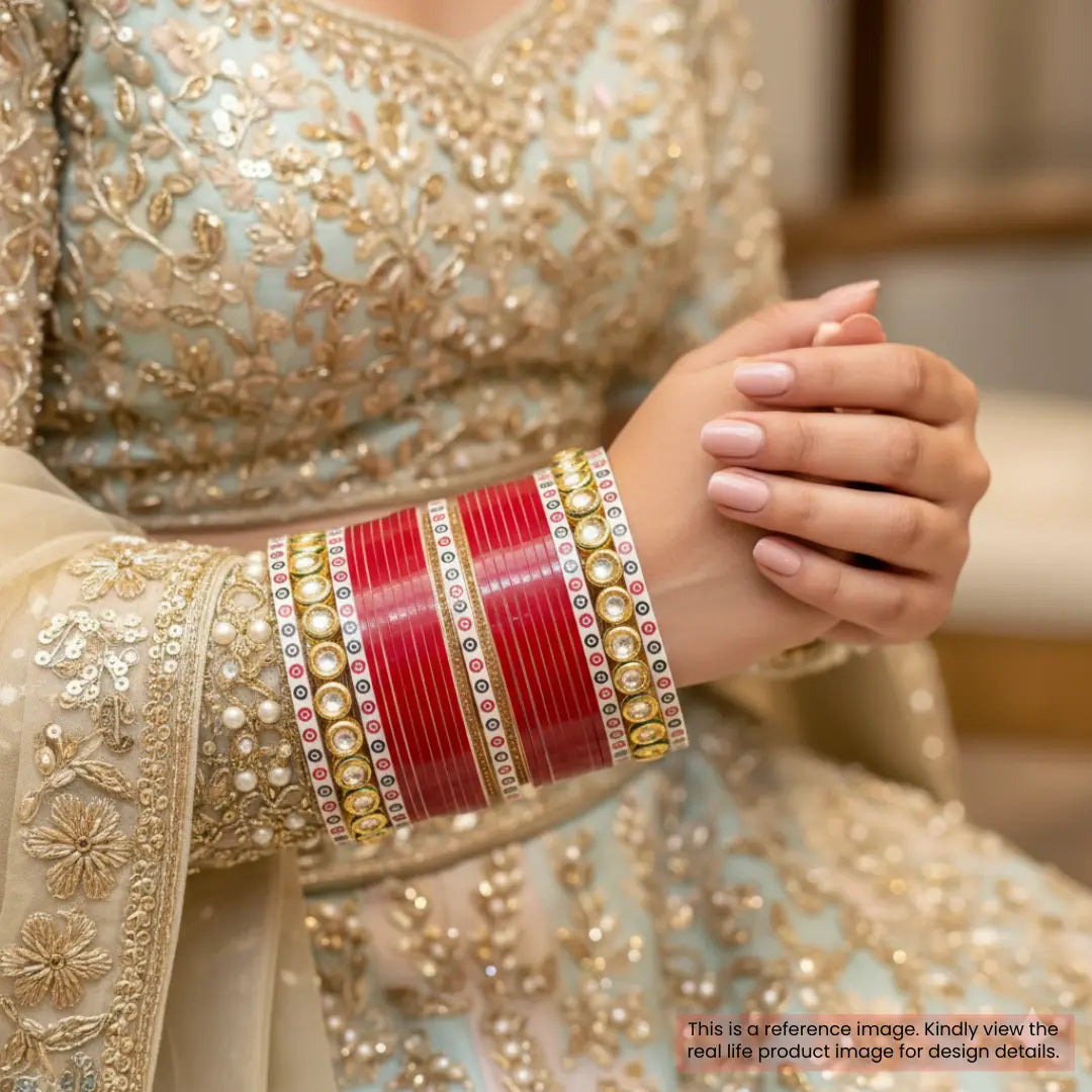 Pure Pearl Elegant Kundan Dark Red Chooda