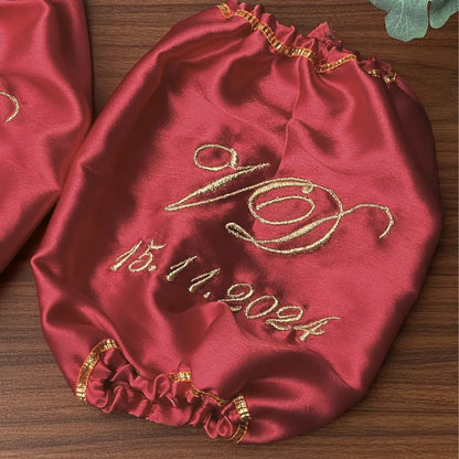 Elegant Satin Maroon Chooda Cover with 1 Line Text | Chotteylal and Sons