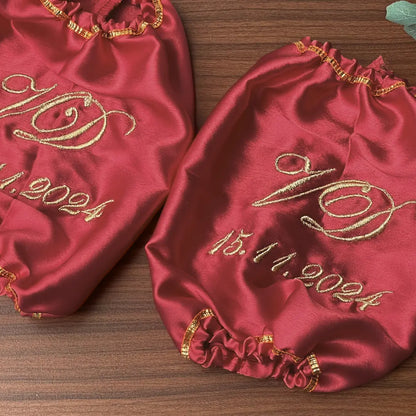 Elegant Satin Maroon Chooda Cover with 1 Line Text | Chotteylal and Sons