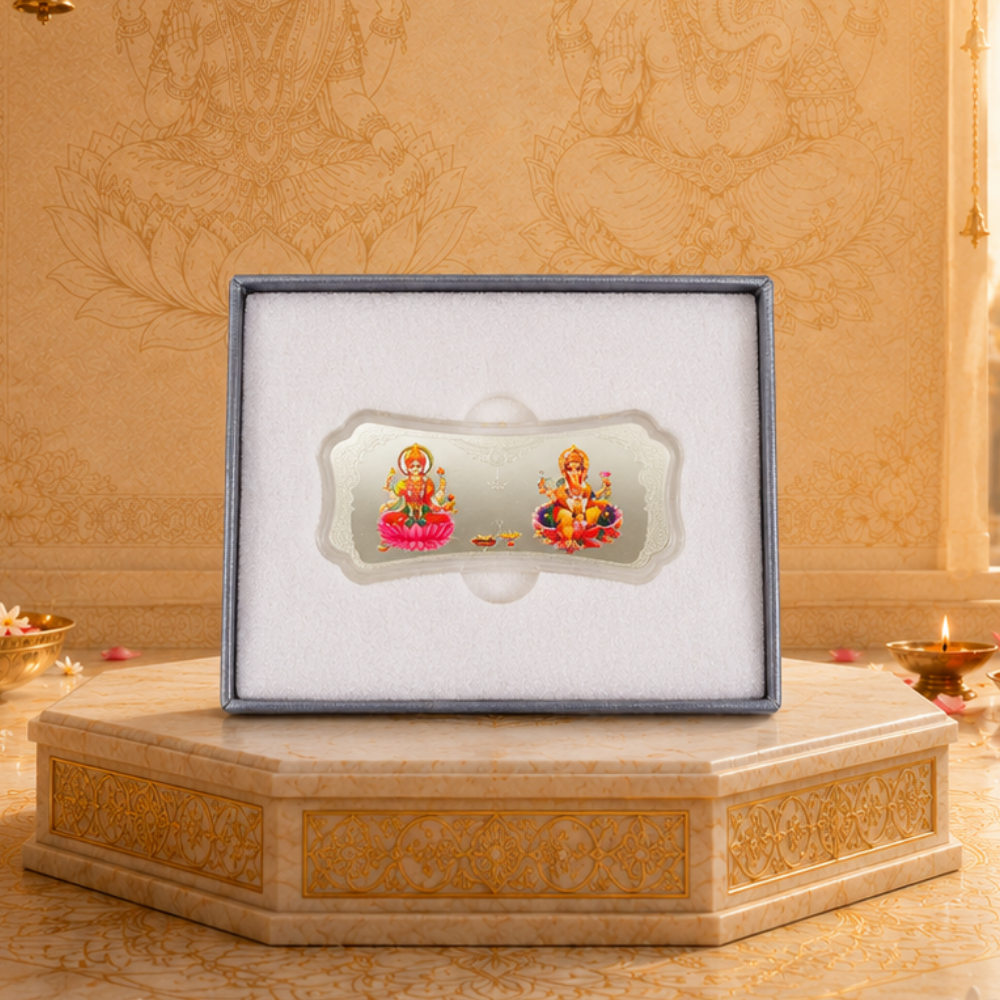 MMTC Stylised Lakshmi Ganesh 50 g 999 Pure Silver Bar