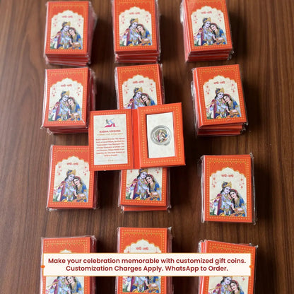 Radha Krishna ji, Silver, 1 GM, UV Printed, 999 Purity Silver Coin (Set of 10/15)